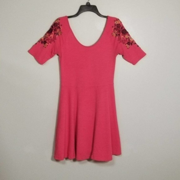 Free People Garden Sleeve Embroidered Scoop Neck Low Back A-Line Mini Dress - Picture 3 of 8